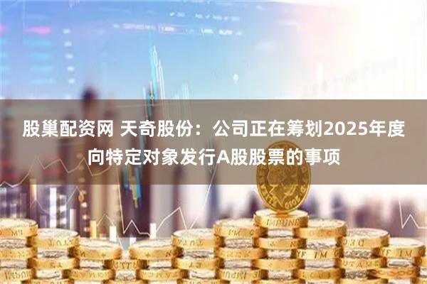 股巢配资网 天奇股份：公司正在筹划2025年度向特定对象发行A股股票的事项